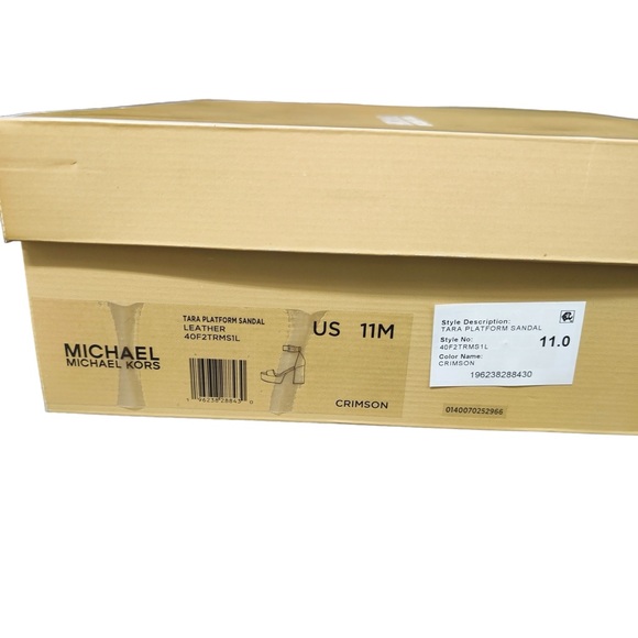 Michael Kors Women's Tara Platform Dress Heel Sandals Red Crimson Leather - Picture 11 of 11